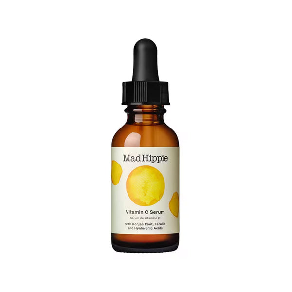 Mad Hippie Vitamin C Serum 1.0 fl oz dropper bottle with Konjac Root, Ferulic, and Hyaluronic Acids