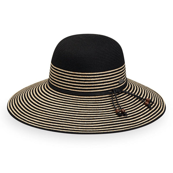 Wallaroo Hat Company® Women's Marseille Sun Hat - Black/Natural M (58cm)