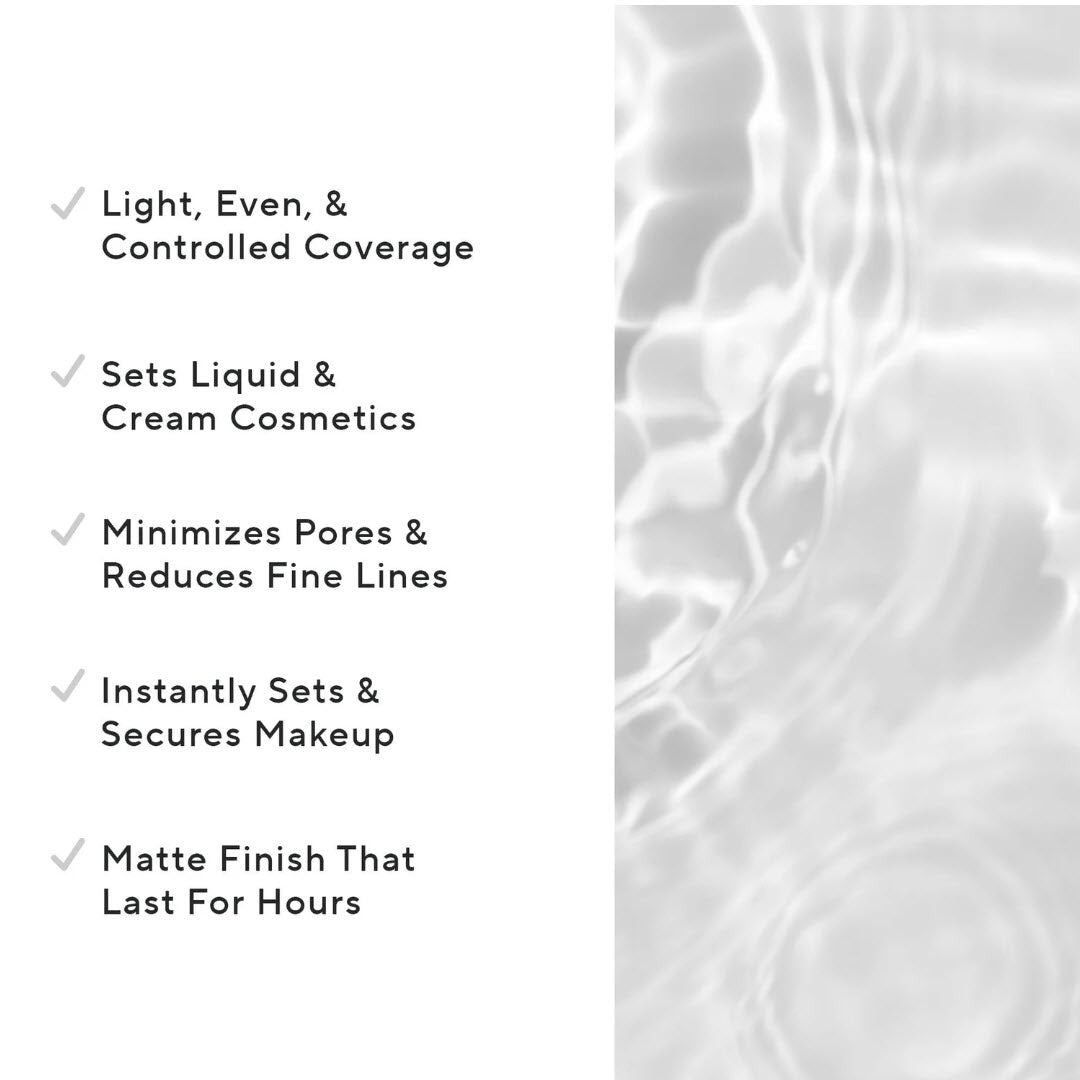 Mirabella Bulletproof Matte Finishing Setting Spray benefits: light even coverage, sets liquid and cream cosmetics, minimizes pores, matte finish for hours