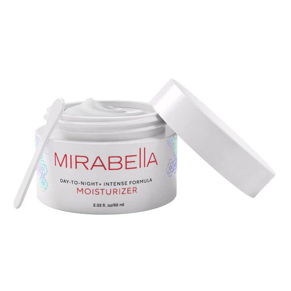 Mirabella Day to Night+ Intense Formula Moisturizer 2.03 oz jar with applicator spatula