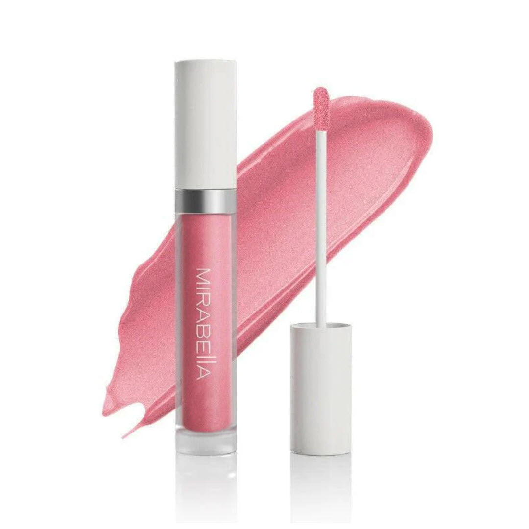 Mirabella Luxe Advanced Formula Lip Gloss in shade Posh with applicator wand and color swatch