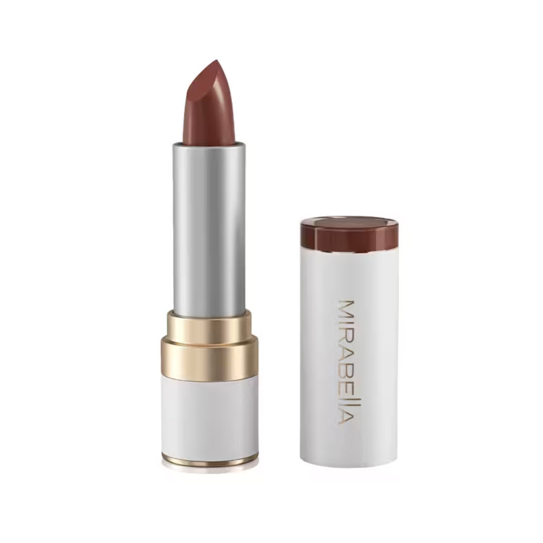 Mirabella Sealed With a Kiss Lipstick in shade Not Your Avg. Nude with cap showing color