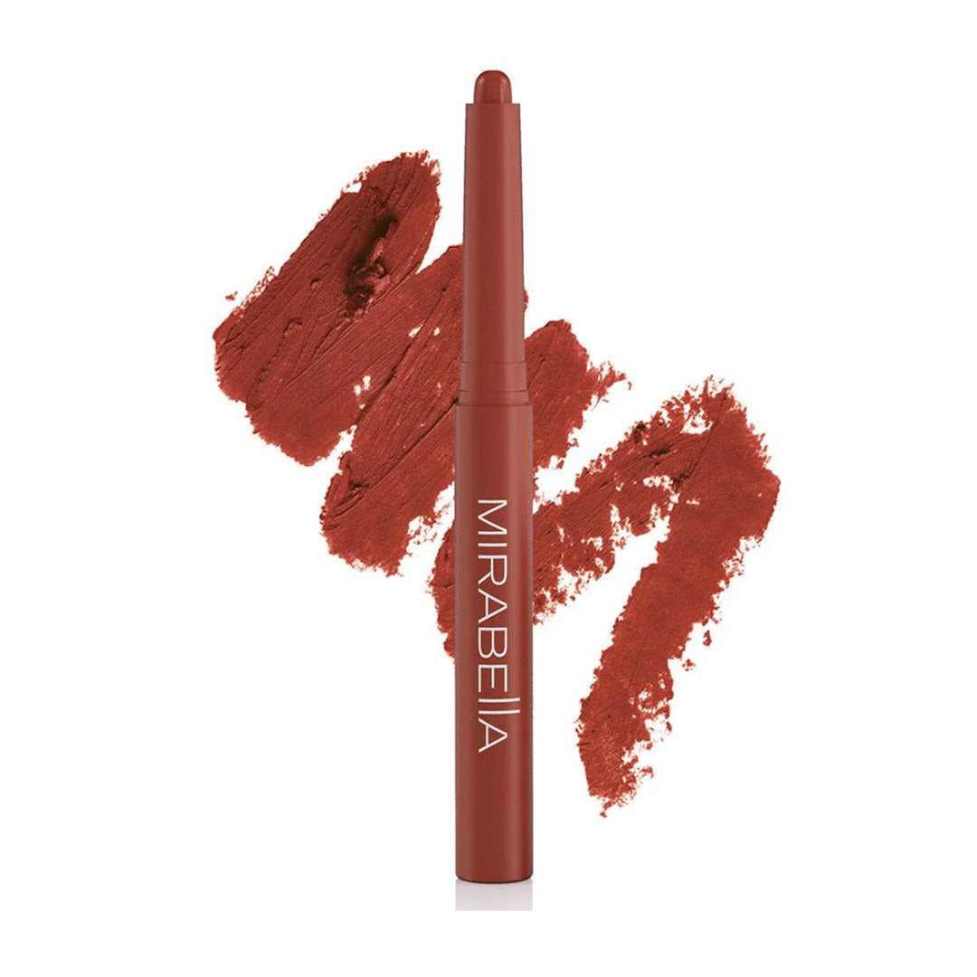 Mirabella Velvet Lip Crayon in shade Nearly Nude with color swatch swipe