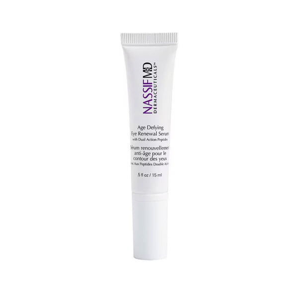 NassifMD Age Defying Eye Renewal Serum tube with dual action peptides, 0.5 fl oz