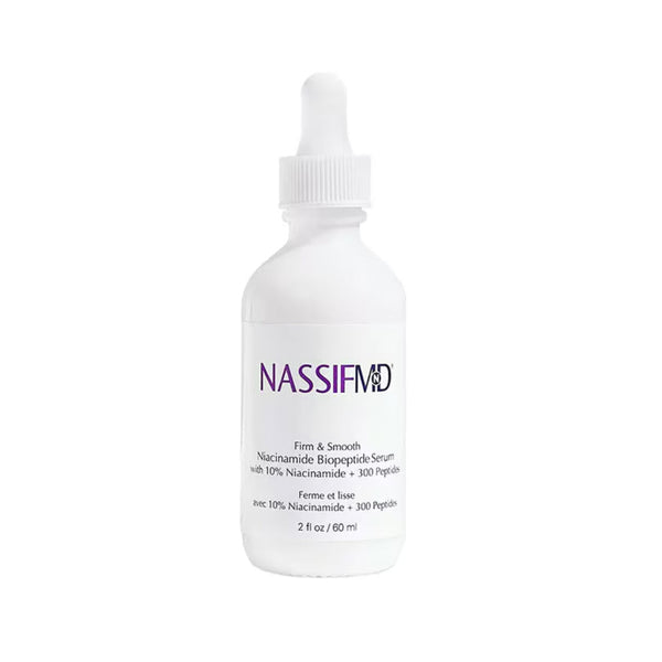 NassifMD Niacinamide Biopeptide Serum bottle with 10% niacinamide and 300 peptides, 2 fl oz