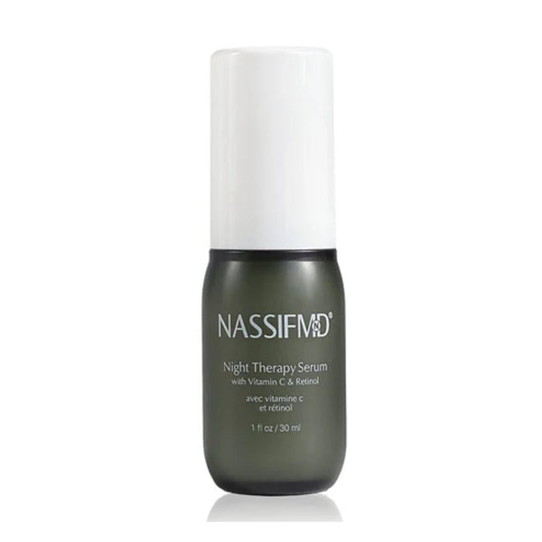 NassifMD Night Therapy Serum bottle with vitamin C and retinol, 1 fl oz