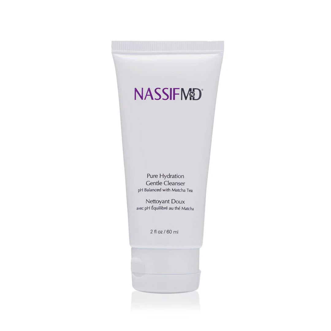 NassifMD Pure Hydration Gentle Cleanser 2 fl oz tube, pH balanced with matcha tea