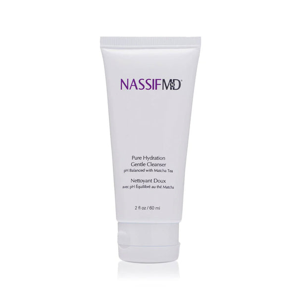 NassifMD Pure Hydration Gentle Cleanser 2 fl oz tube, pH balanced with matcha tea