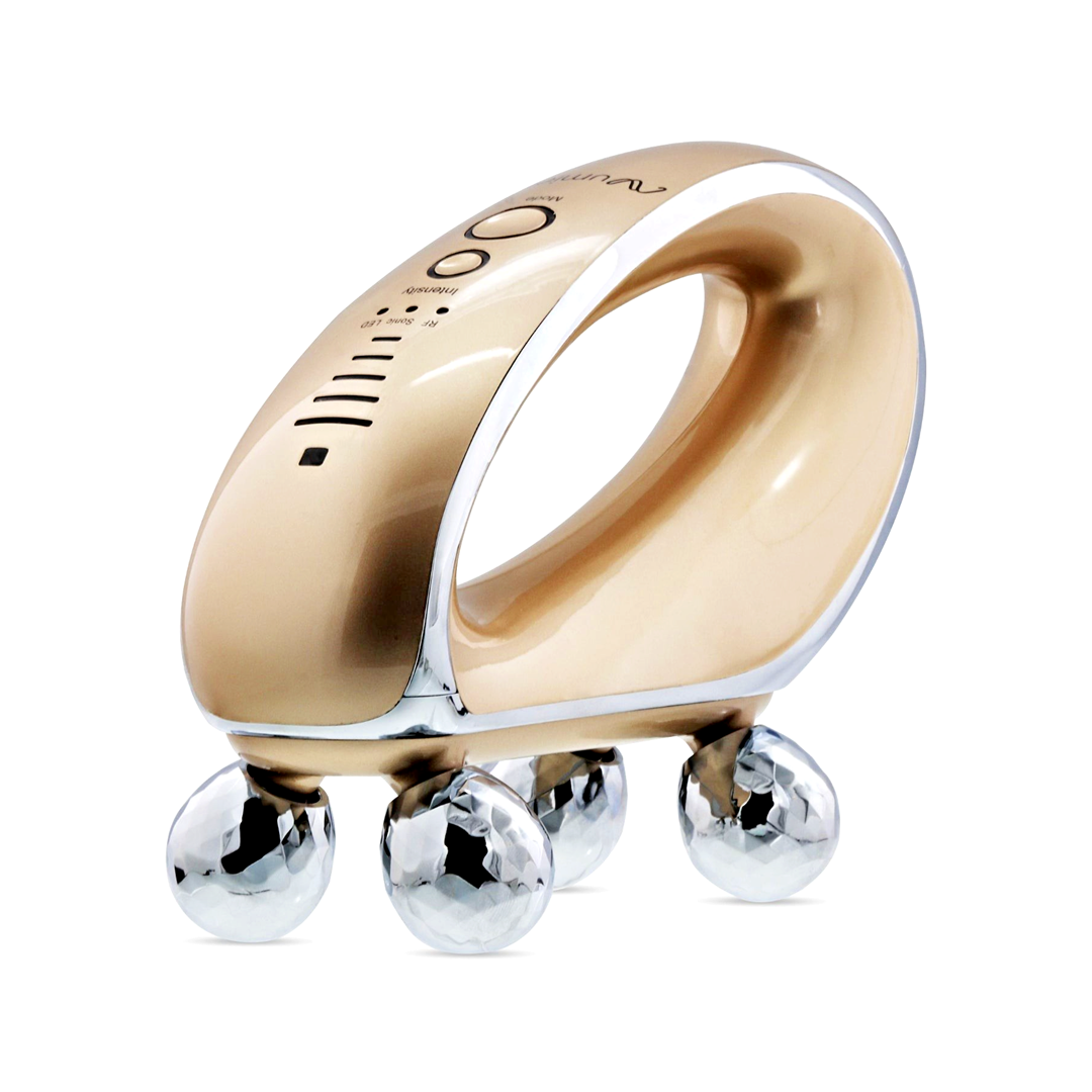 Numiere Body gold handheld device with four massage rollers for cellulite reducing, body toning, and skin tightening