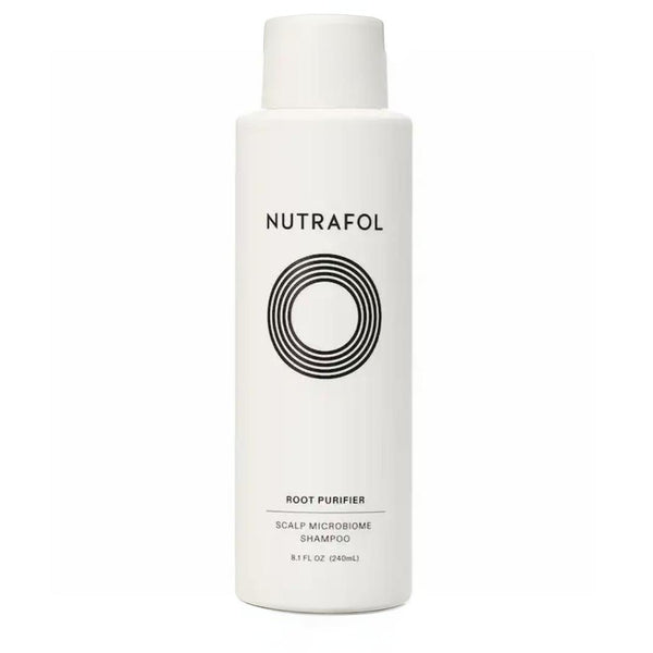 Nutrafol Root Purifier Scalp Microbiome Shampoo 8.1 fl oz white bottle on white background