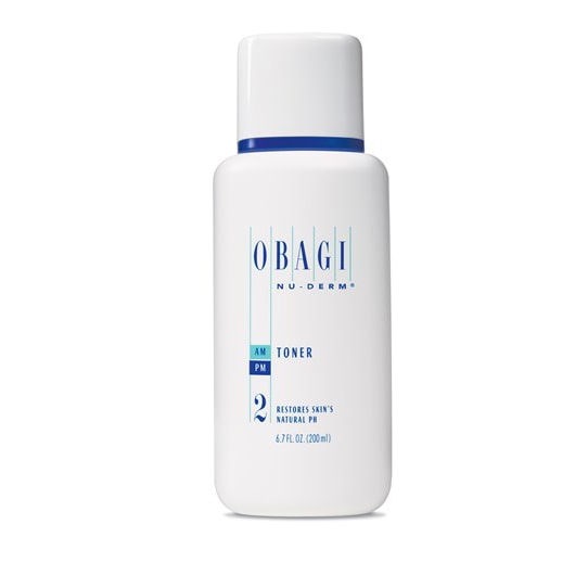Obagi Nu-Derm Toner 6.7 fl oz white bottle — restores skin natural pH step 2 of Nu-Derm system