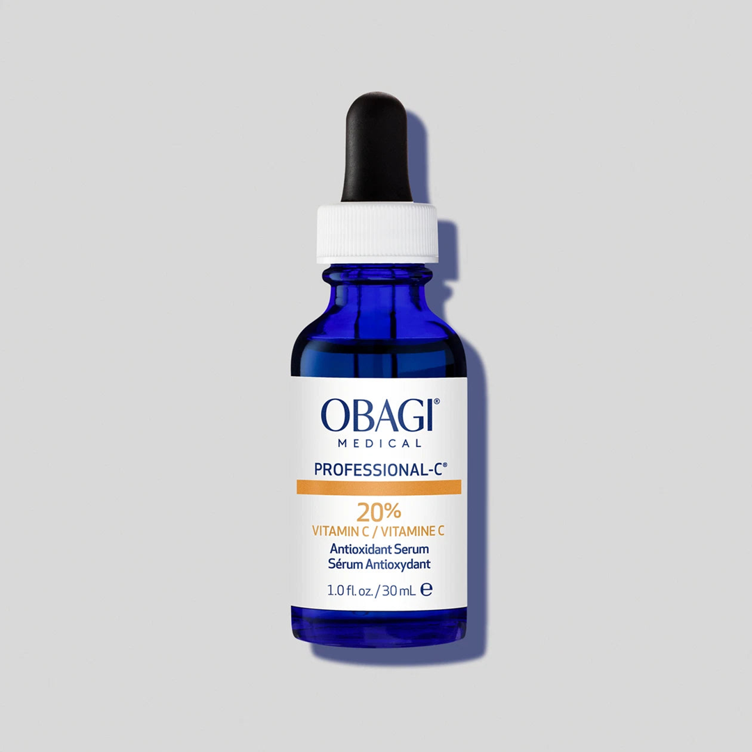 Obagi Medical Professional-C 20% Vitamin C Antioxidant Serum 1.0 fl oz dropper bottle flat lay