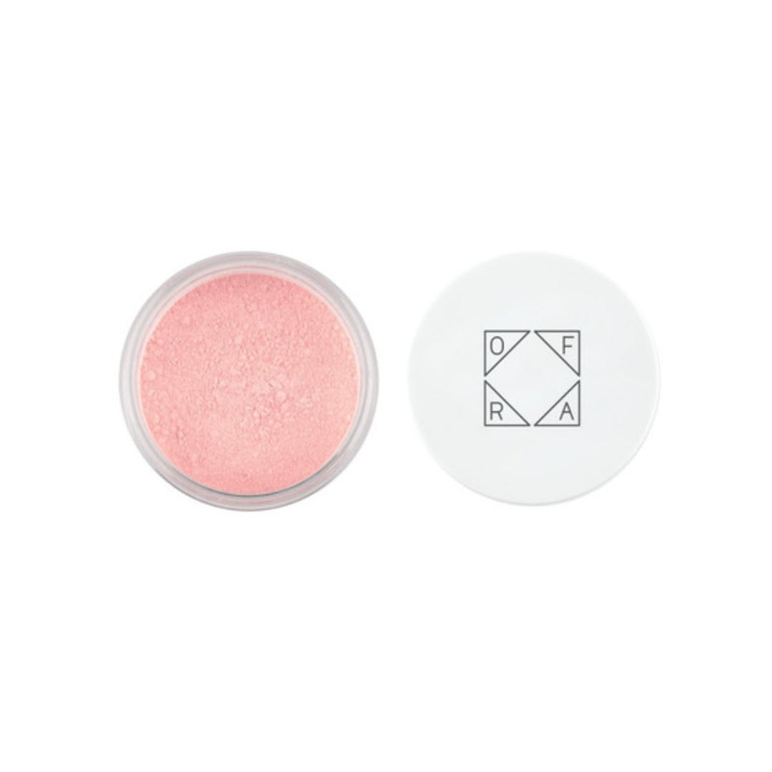 OFRA Cosmetics Airbrush Setting Powder jar in Brightening Strawberry, a pink-toned loose powder