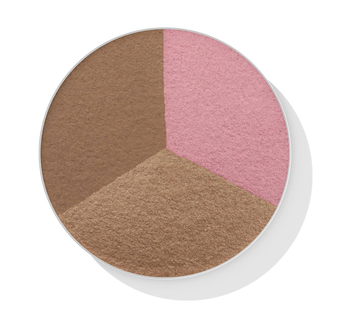 Close-up of the three-way pressed powder pan in OFRA Cosmetics California Dream Triangle