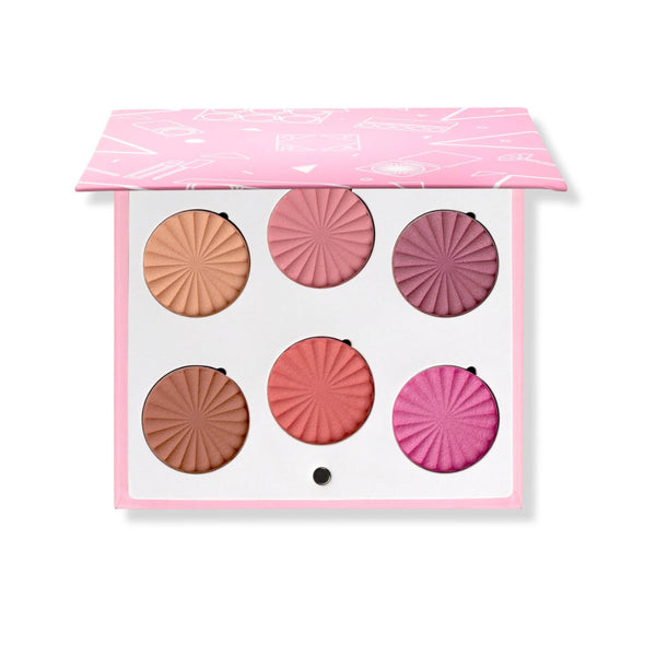 OFRA Cosmetics Mini Mix Face Palette Blushful pink Breast Cancer Awareness compact with Brave, Pink Ribbon, Confident, Powerful, Warrior, and Hope blush shades