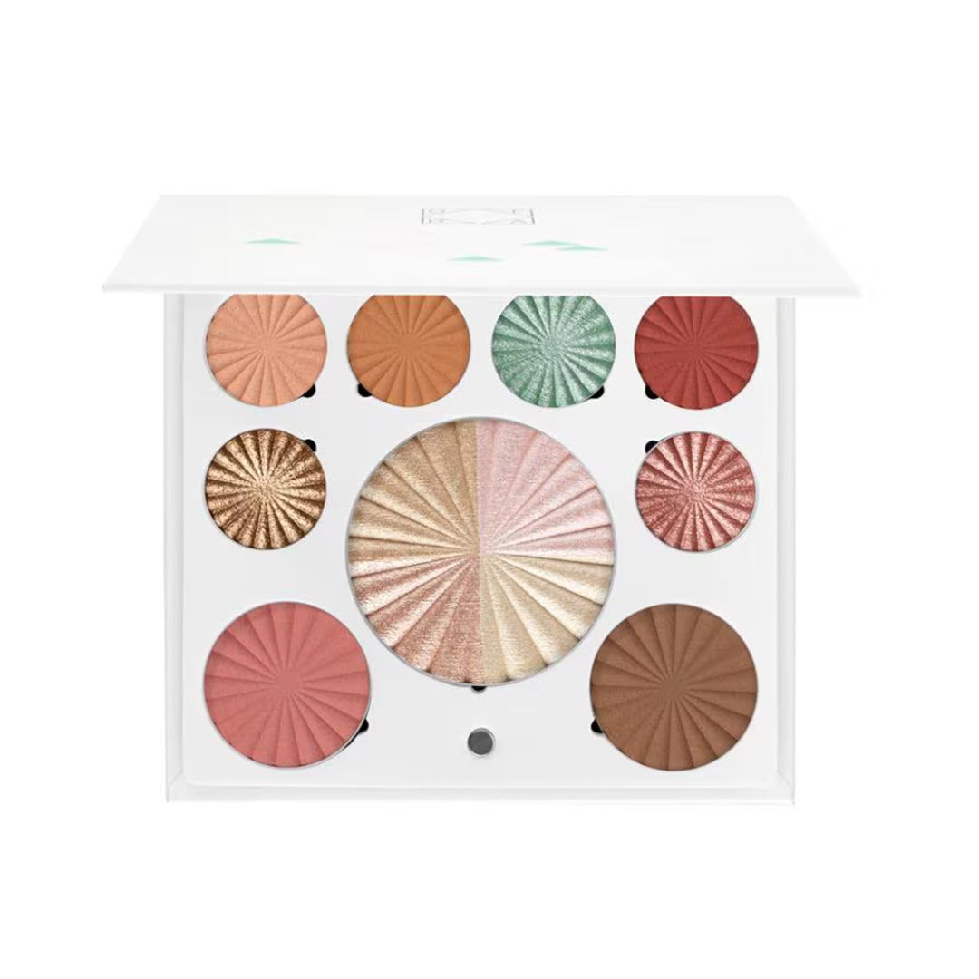 OFRA Cosmetics Mini Mix Face Palette Good to Go open compact with Clean Slate, Reset, Fresh, Ready, Ambition, and Goals eyeshadows plus All of the Lights highlighter, Intentions blush, and Current bronzer