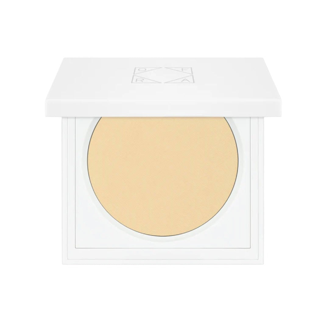 OFRA Cosmetics Pure Matte Finishing Powder compact in Fair, a very pale cream finishing powder