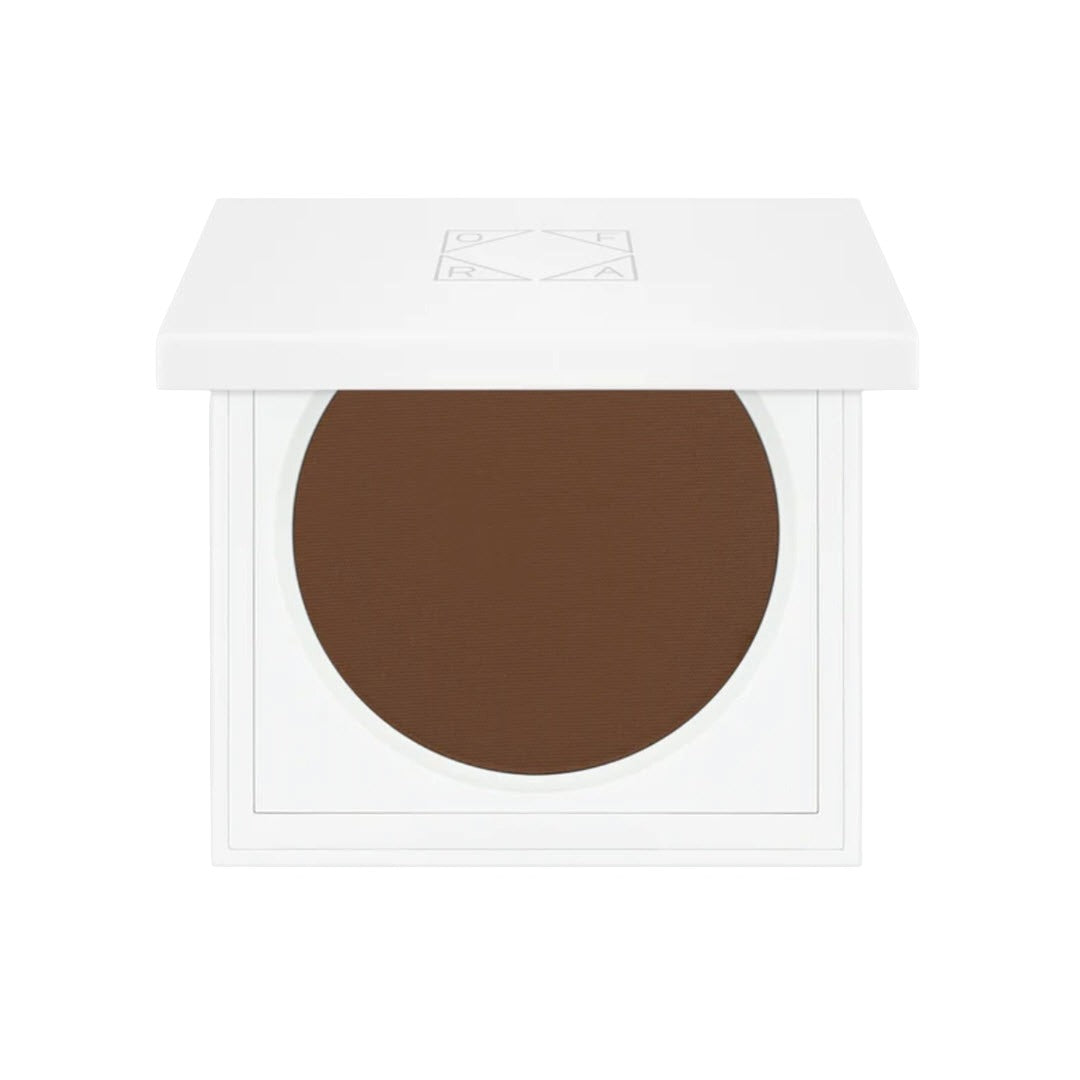 OFRA Cosmetics Pure Matte Finishing Powder compact in Deep, a dark brown finishing powder