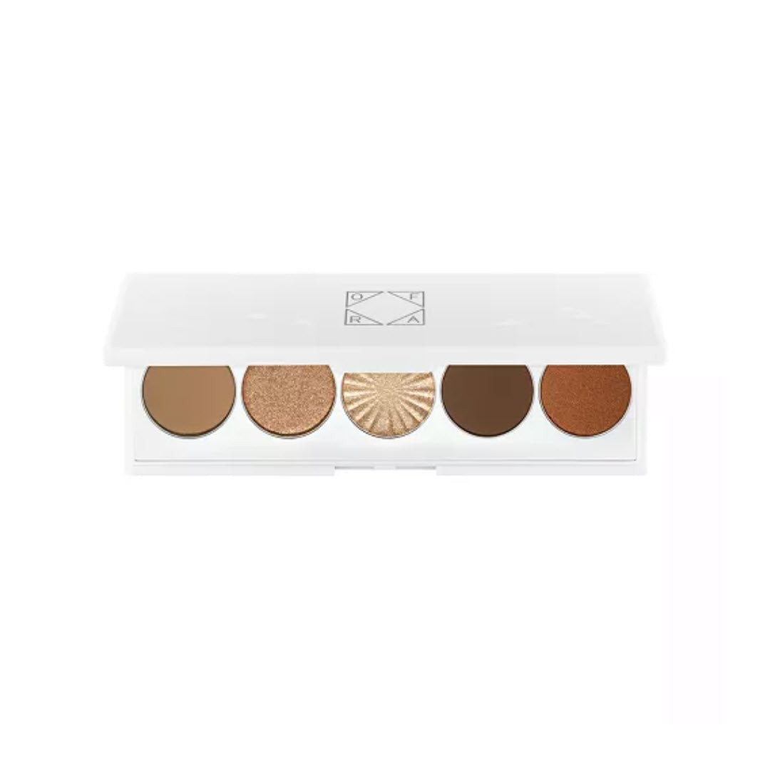 OFRA Cosmetics Signature Palette Luxe open compact with five warm brown, bronze, and champagne eyeshadow and highlighter shades