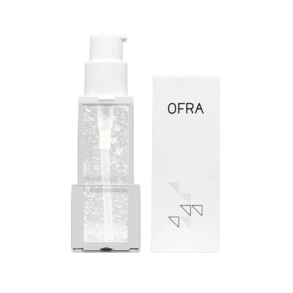 OFRA Cosmetics Silicone Primer pump bottle shown next to its retail box