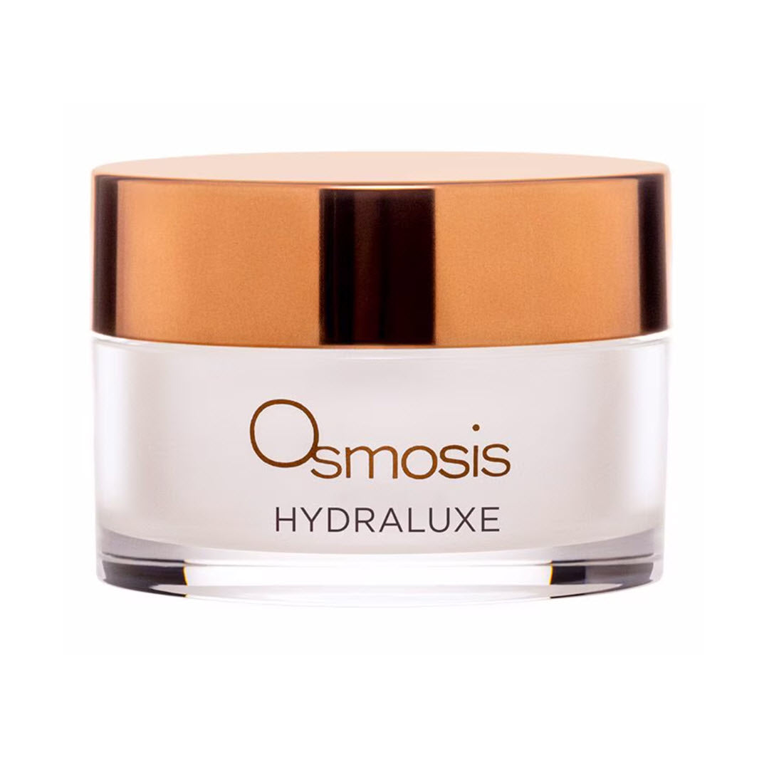 Osmosis Hydraluxe Firming Gel Mask jar with rose gold lid, 1 fl oz