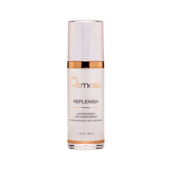 Osmosis Replenish Antioxidant Infusion Serum bottle with rose gold pump, 1 fl oz