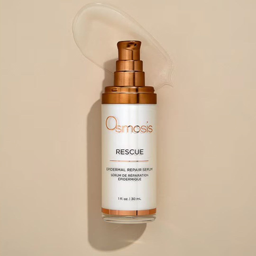 Osmosis Rescue Epidermal Repair Serum bottle with a swipe of the lightweight serum