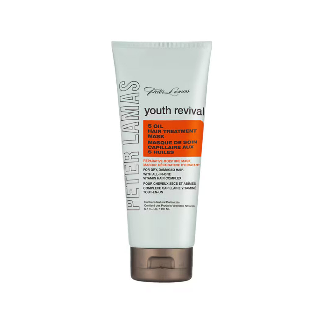 Peter Lamas Youth Revival 5 Oil Hair Treatment Mask tube, a reparative moisture mask for dry, damaged hair, 6.7 fl oz