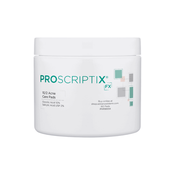 Proscriptix FX 10/2 Acne Care Pads glycolic acid 10% and salicylic acid 2% acne treatment 60 pads white jar