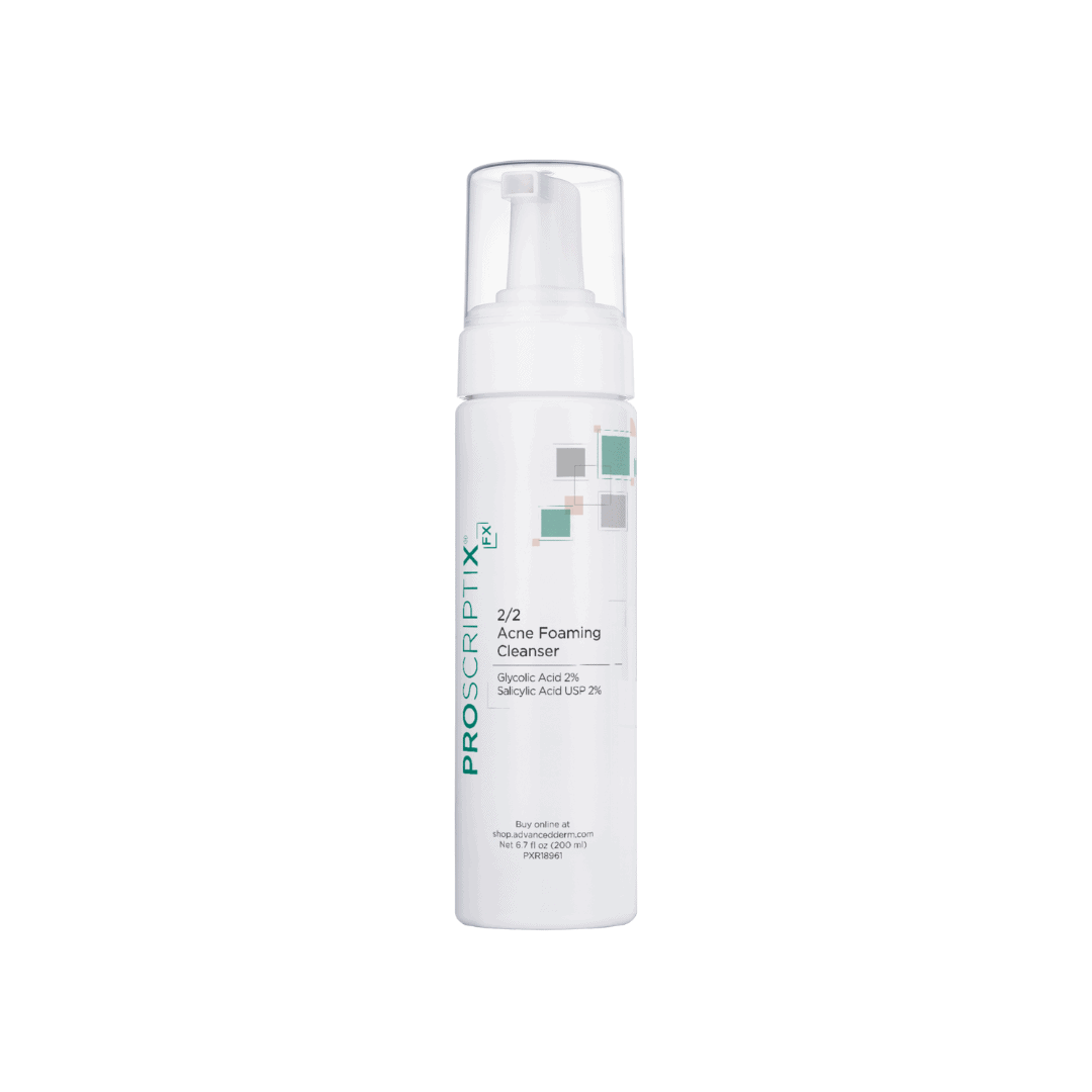 Proscriptix FX 2/2 Acne Foaming Cleanser with glycolic acid 2% and salicylic acid 2% foaming acne face wash 6.7 fl oz white pump bottle