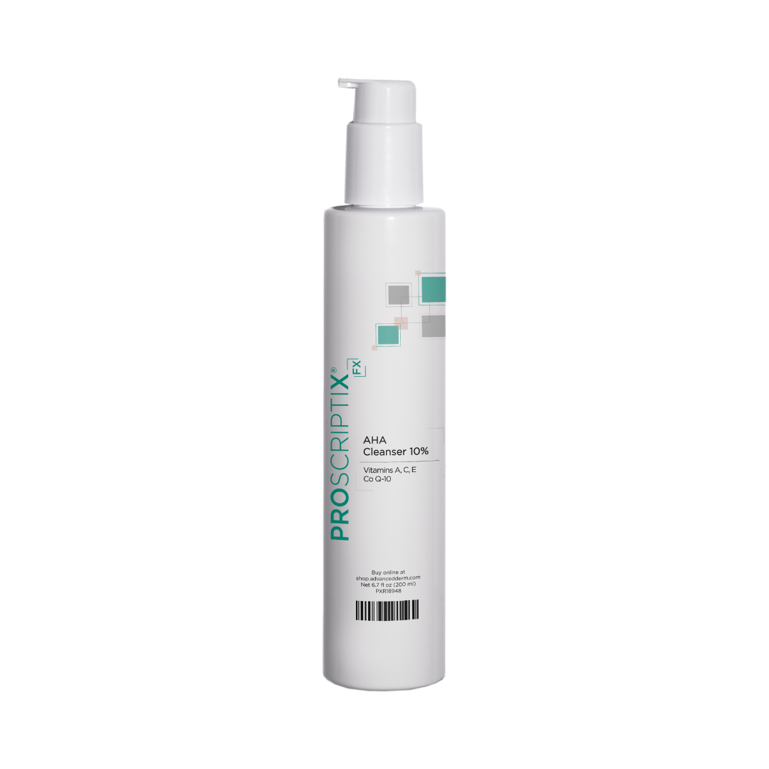 Proscriptix FX AHA Cleanser 10% with vitamins A C E and CoQ-10 exfoliating face cleanser 6.7 fl oz white pump bottle