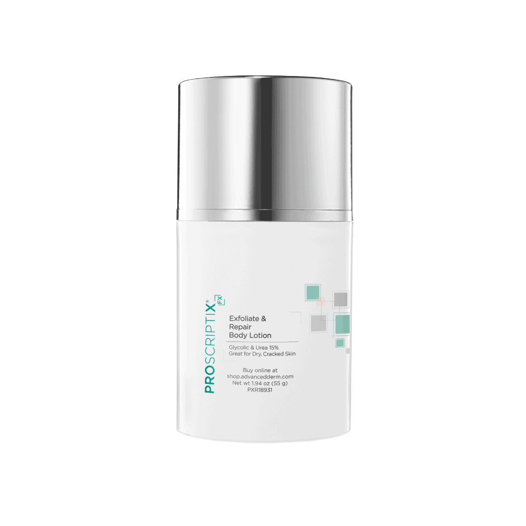 Proscriptix FX Exfoliate and Repair Body Lotion with Glycolic and Urea 15%, 1.94 oz airless pump jar for dry and cracked skin exfoliation and repair