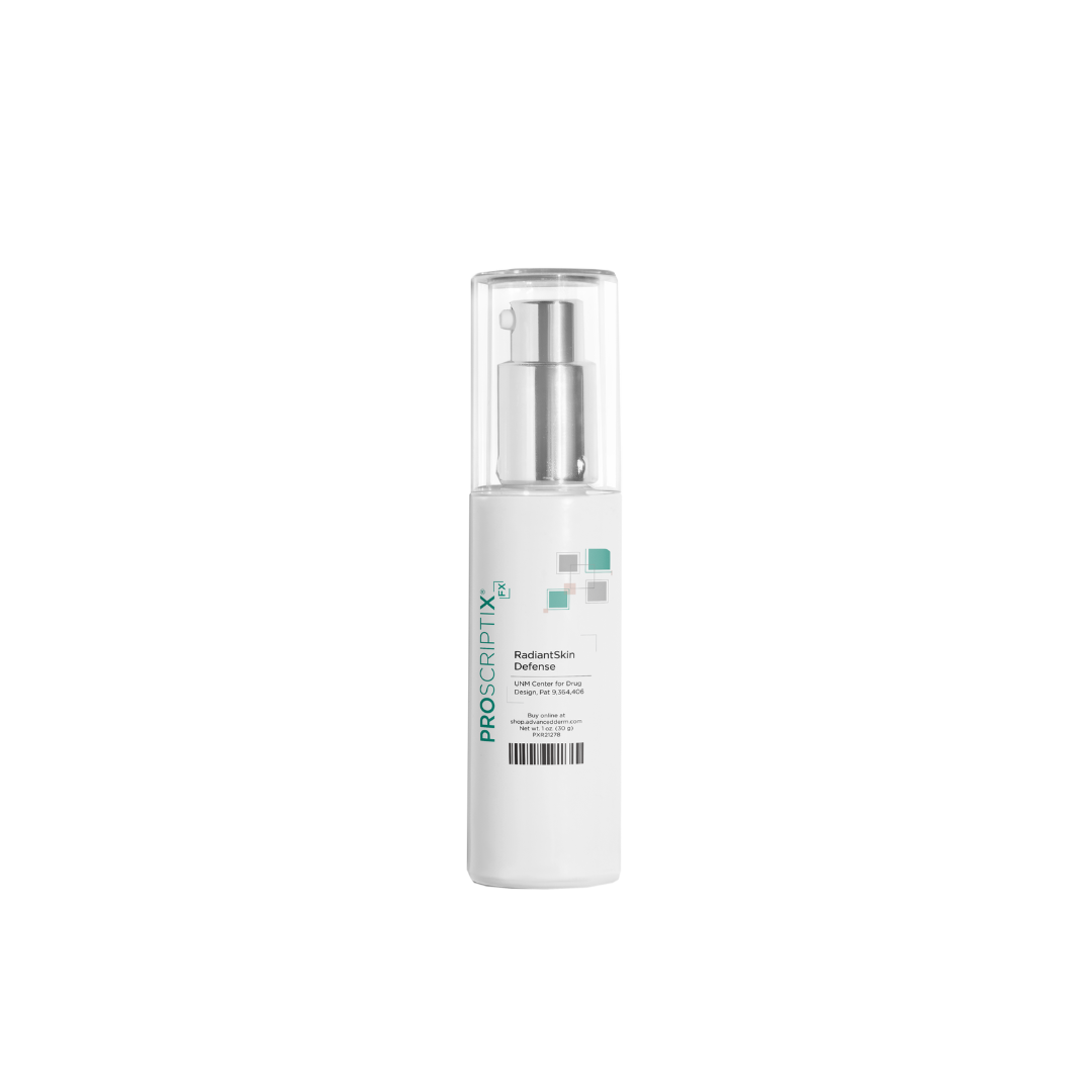 Proscriptix FX Radiant Skin Defense side view, 1 oz airless pump bottle for radiant skin brightening and defense
