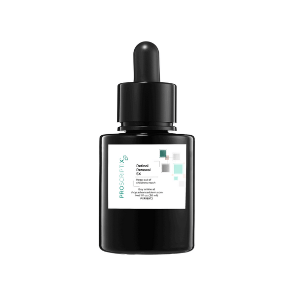 Proscriptix FX Retinol Renewal 5X mid-strength retinol serum in dark glass dropper bottle, 1 fl oz