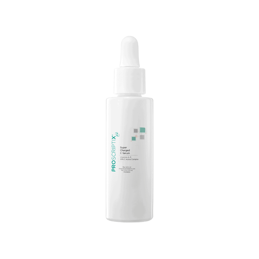 Proscriptix FX Super Charged C Serum white dropper bottle with Vitamins A, E, and 20% C Active Complex, 1 fl oz