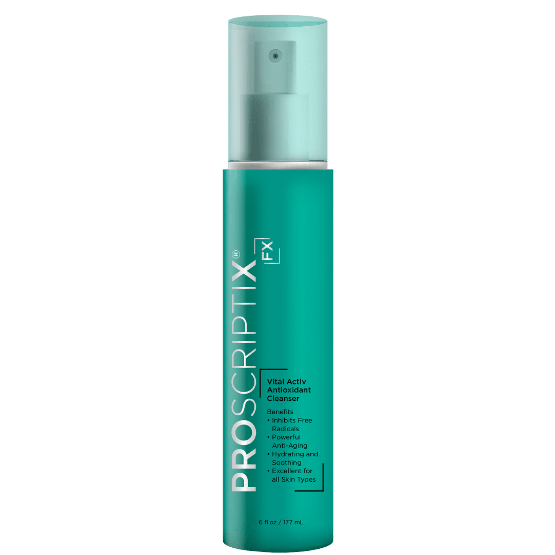 Proscriptix FX Vital Activ Antioxidant Cleanser teal pump bottle, anti-aging and hydrating formula for all skin types, 6 fl oz