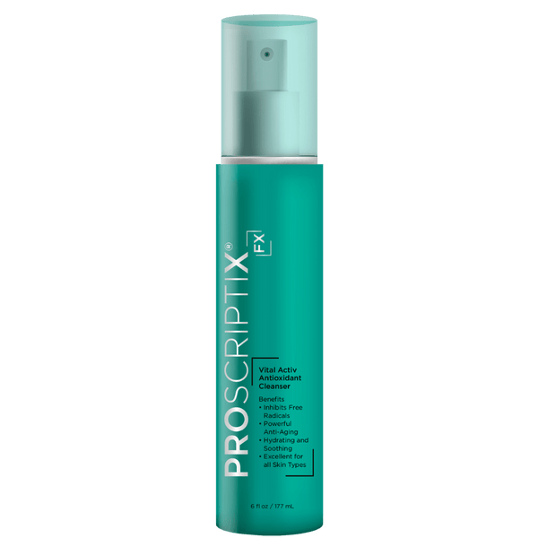 Proscriptix FX Vital Activ Antioxidant Cleanser teal pump bottle, anti-aging and hydrating formula for all skin types, 6 fl oz