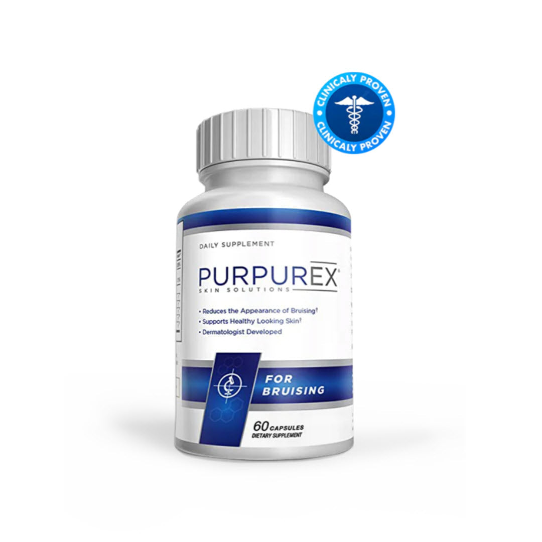 Purpurex Daily Supplement for Bruising 60 Capsules bottle clinically proven dermatologist developed