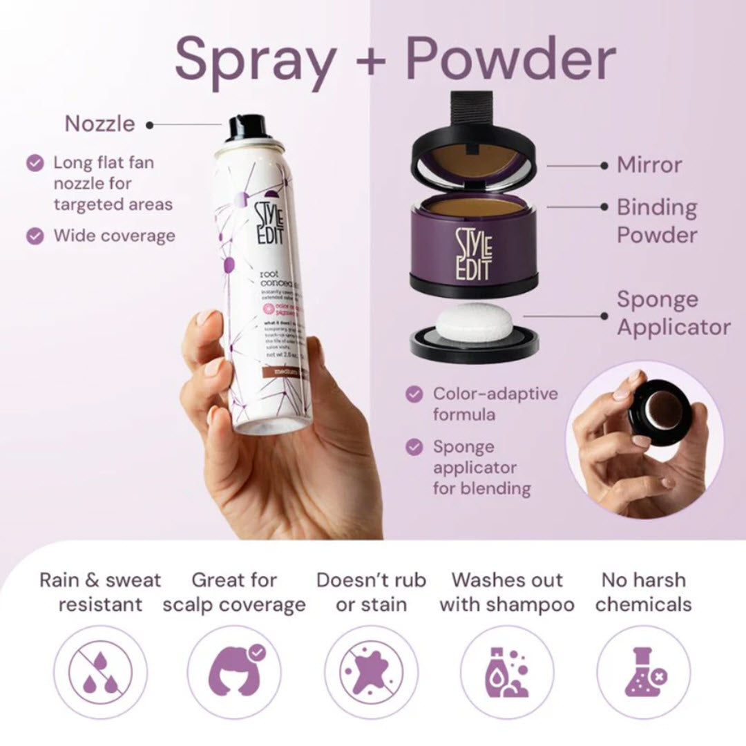 Style Edit® Root Touch Up Powder and Travel Size Spray Duo - Black