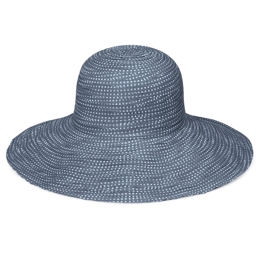 Wallaroo Hat Company® Women's Scrunchie Hat - Slate Blue/White Dots M (58cm)