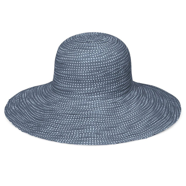 Wallaroo Hat Company® Women's Scrunchie Hat - Slate Blue/White Dots M (58cm)