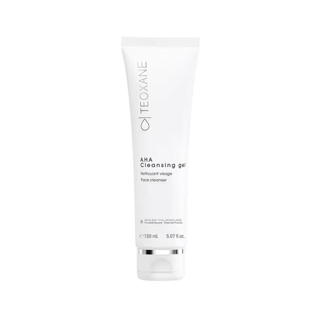 Teoxane AHA Cleansing Gel face cleanser tube with Resilient Hyaluronic Acid, 150 mL / 5.07 fl oz