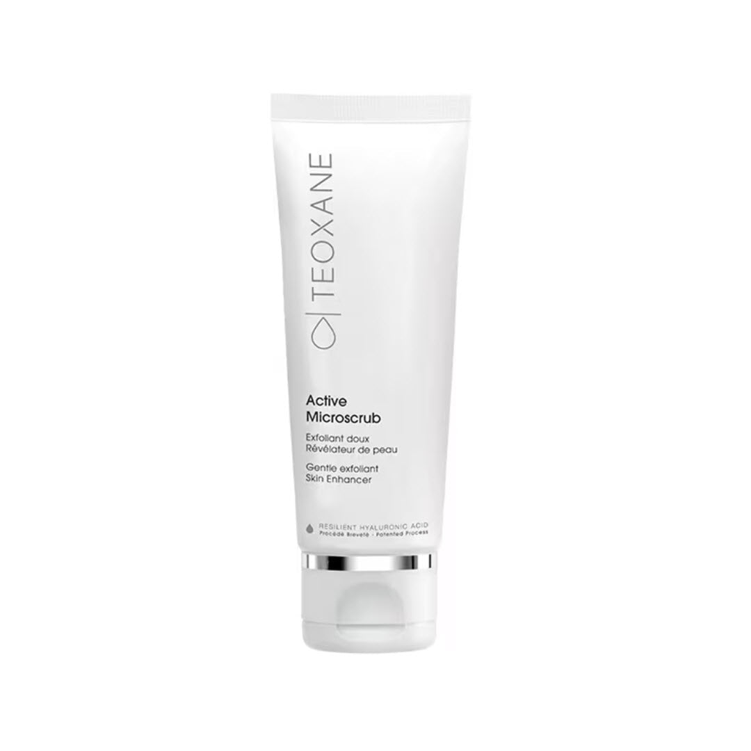Teoxane Active Microscrub Gentle Exfoliant Skin Enhancer tube with Resilient Hyaluronic Acid, 50 mL / 1.69 fl oz