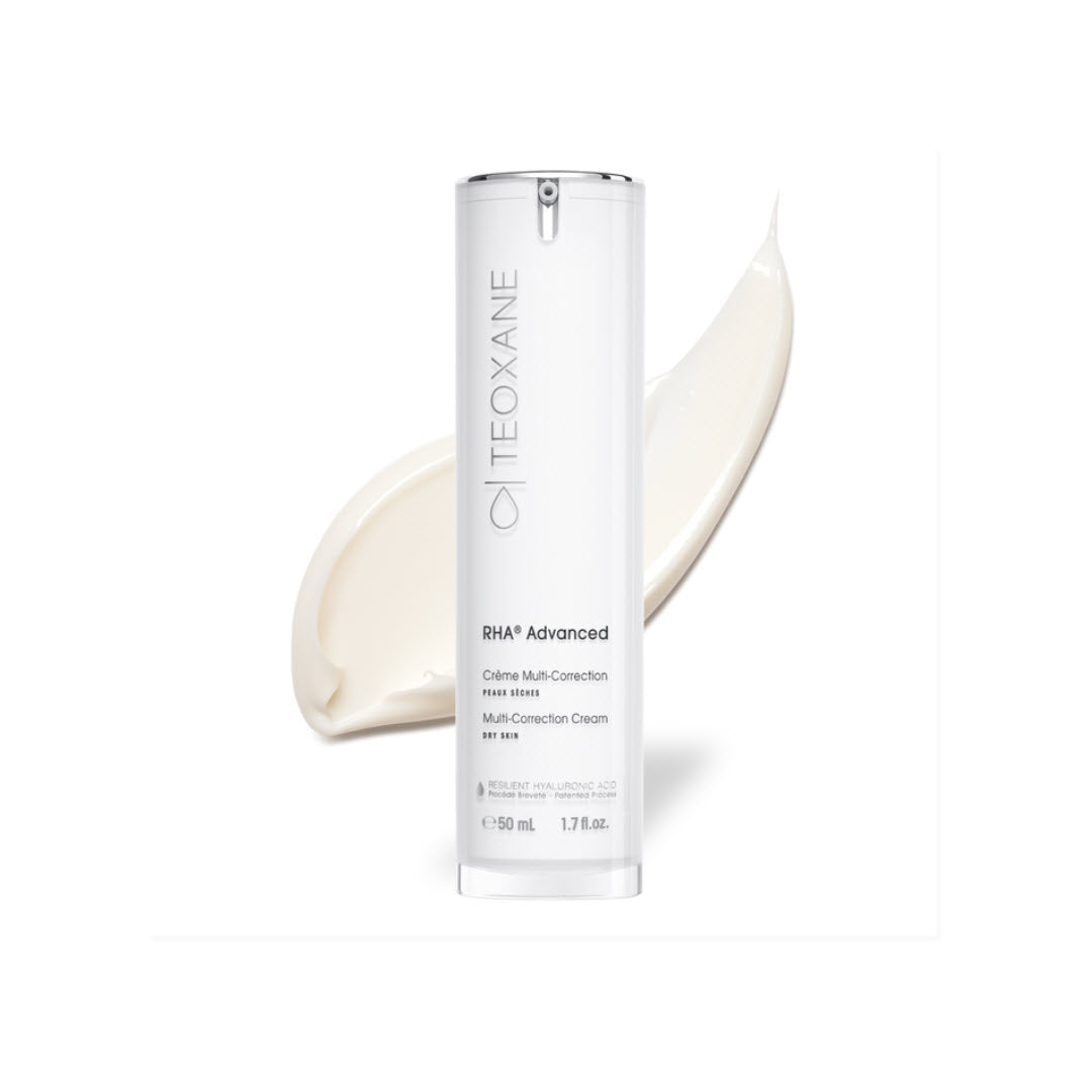Texture swatch of Teoxane RHA Advanced Multi-Correction Cream for dry skin showing its rich, nourishing formula