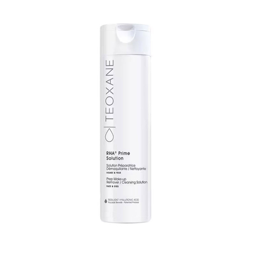 Teoxane RHA Prime Solution Prep Make-up Remover and Cleansing Solution bottle for face and eyes, 400 mL / 13.5 fl oz