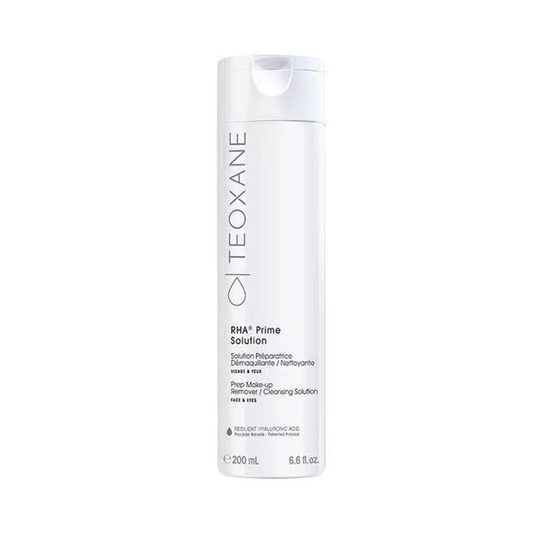 Teoxane RHA Prime Solution Prep Make-up Remover and Cleansing Solution bottle for face and eyes, 200 mL / 6.6 fl oz