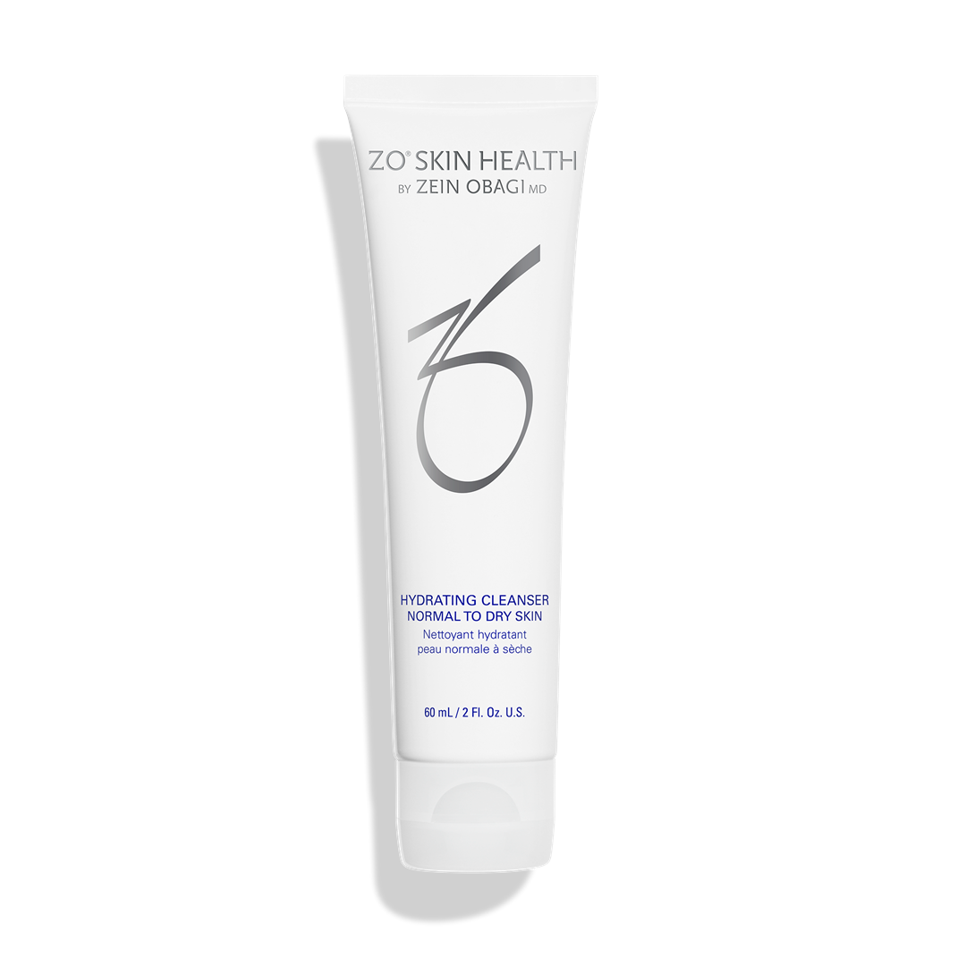 ZO Skin Health Hydrating Cleanser for Normal to Dry Skin 60mL 2 fl oz – gentle moisturizing face wash in white tube to cleanse and hydrate without stripping the skin barrier