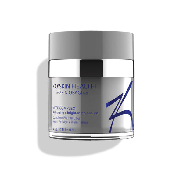 ZO Skin Health Neck Complex Anti-Aging Plus Brightening Serum 50ml grey jar on white background