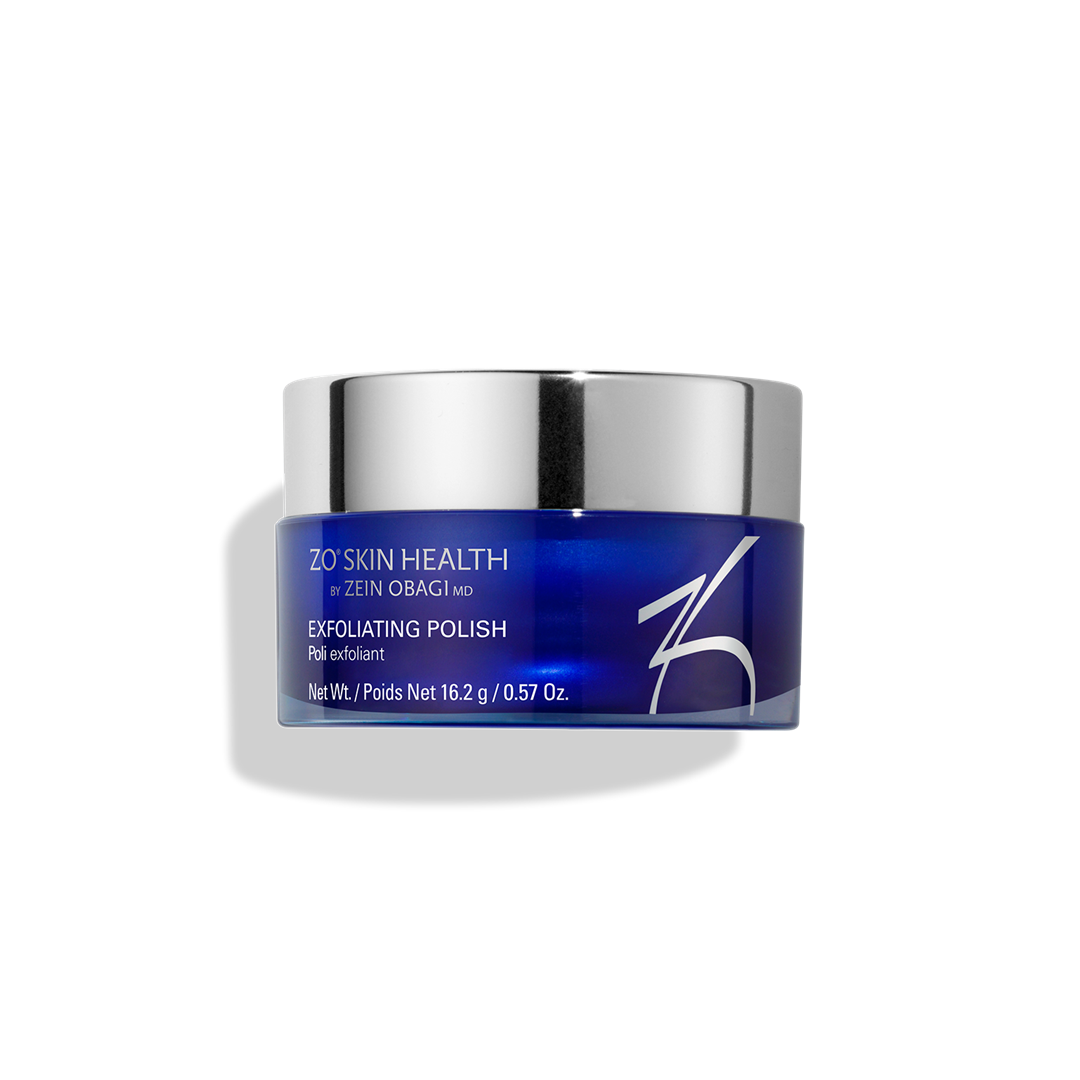 ZO Skin Health Offects Exfoliating Polish 16.2g 0.57 oz – deep-pore exfoliating scrub in navy jar to resurface skin and improve texture