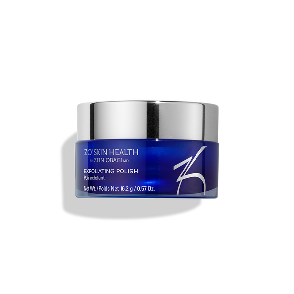ZO Skin Health Offects Exfoliating Polish 16.2g 0.57 oz – deep-pore exfoliating scrub in navy jar to resurface skin and improve texture